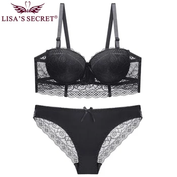 

Sexy Sheer Bra Set Half Cup Push Up Underwear Sets Lace Transparent Brief Fashion Brassieres Femme Panties Girls Lingerie Bust