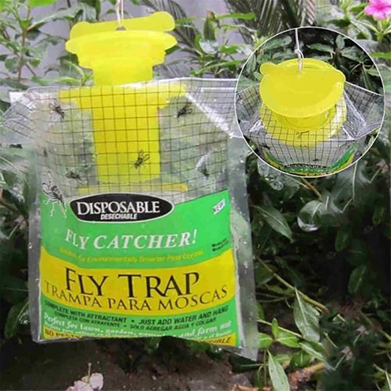 

2 Packs Fly Trap catches Bag Outdoor Disposable Fly Catcher Control Trap with Attractant Insecticide Free Garden Flycatcher