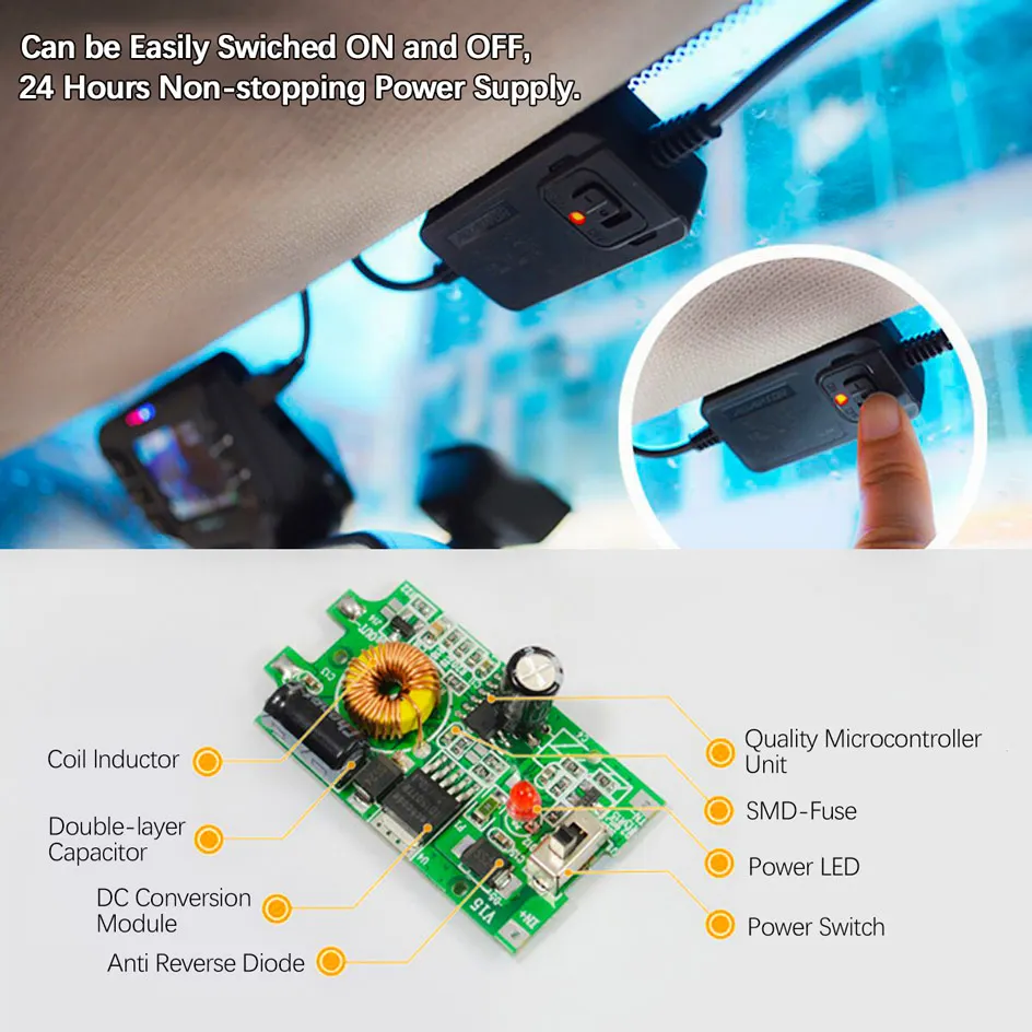 Автомобильный видеорегистратор Hardwire Kit Mini USB комплект жестких проводов с 12 В 36 до 5