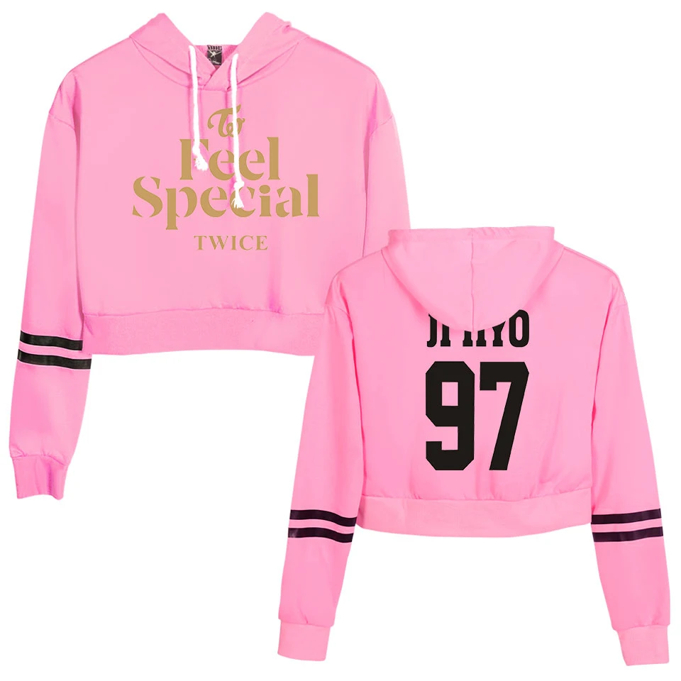  Women sexy crop top hoodies Kpop Team TWICE Feel Special Print harajuku Spring hot sale casual hood