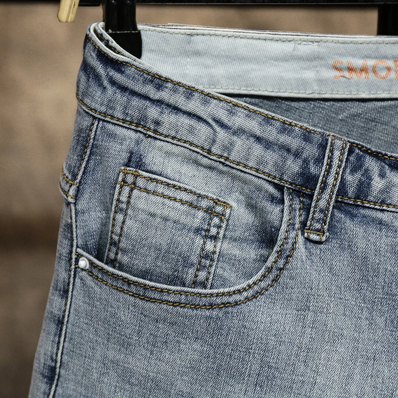 80% OFF Fashion Ankle Zipper Skinny Jeans For Men Jeans Stretch Destroyed Ripped Men's Mid-rise Tight-leg Stretch Crop Jeans Casual blue