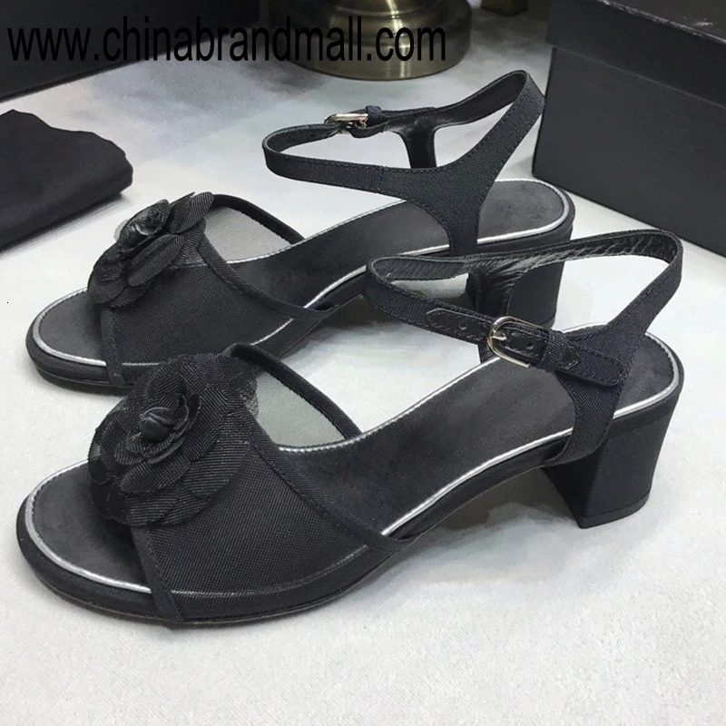 

Summer Mesh Sandals Sexy High Heel Mesh Sandals Shoes For Women Square Heel Sandals Flowers Upper