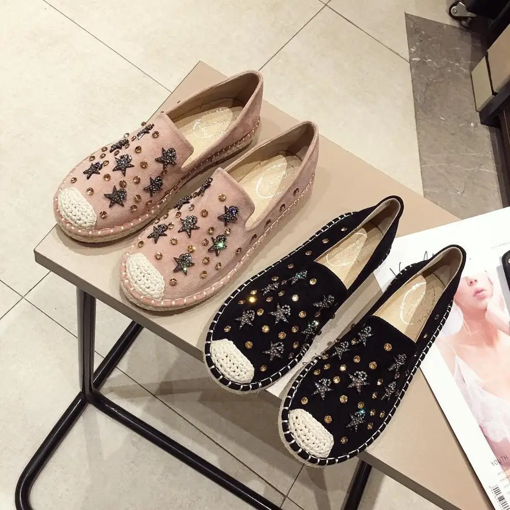 

Rivets Studs Women Casual Woman Platform Shoes Creepers Crystal Flats Autumn Shallow Mouth Loafers Ladies Round Toe 2019