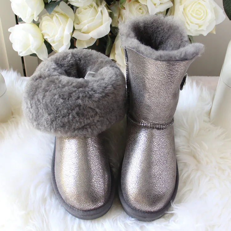 Winter Boots Shoes Sheepskin Woman Fashion Genuine Wool Fur Top-Quality Warm 100%Natural