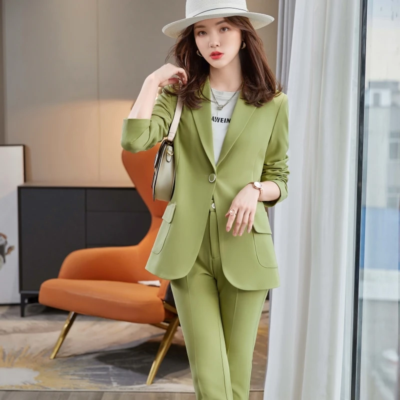High Quality Fabric Formal Uniform Designs Pantsuits Women Business Work Wear Ladies Office Autumn Winter Blazers Trousers Set | Женская