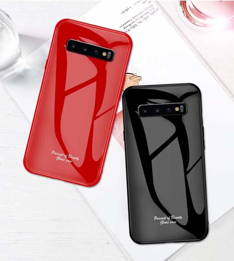 Macaron Glass Case For Samsung Galaxy S10 Plus Case Fashion Cute Shockproof Border Cover For Samsung S10e S10 5G Phone Cover