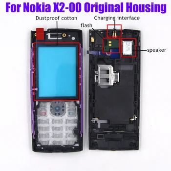 

For Nokia X2 X2-00 X2 00 New original Mobile phone housing keypad with flash speaker Charging port replace cover case free tool