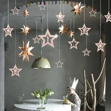 Rosegold Creative Hollow Five-Pointed Star Ornaments Party Supplies Christmas Birthday Wedding Holiday Scene Arrange Decoration