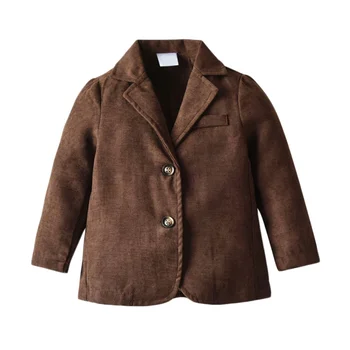 

Kids Children Boys Coat entleman Outfits Brown Long Sleeve Cotton Casual Button Blazer Coat