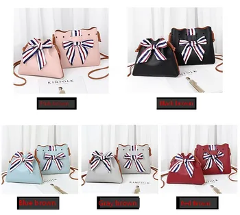 

High-end silk scarf bucket bag 2020 new simple square bow diagonal shoulder bag