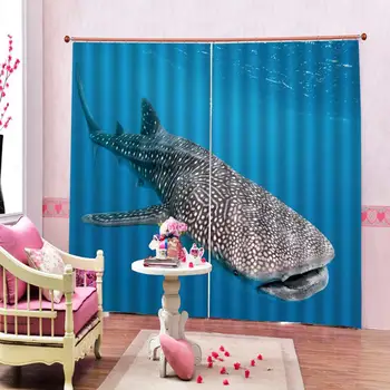 

blue curtains ocean curtain Customized size Luxury Blackout 3D Window Curtains For Living Room