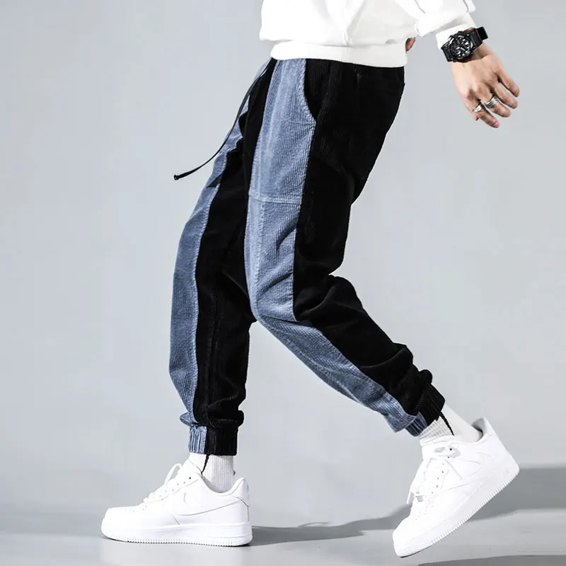 70% OFF Fashion Streetwear Men Jeans Loose Fit Spliced Designer Casual Corduroy Cargo Pants Harem Trousers Japanese Hip Hop Jogger Pants