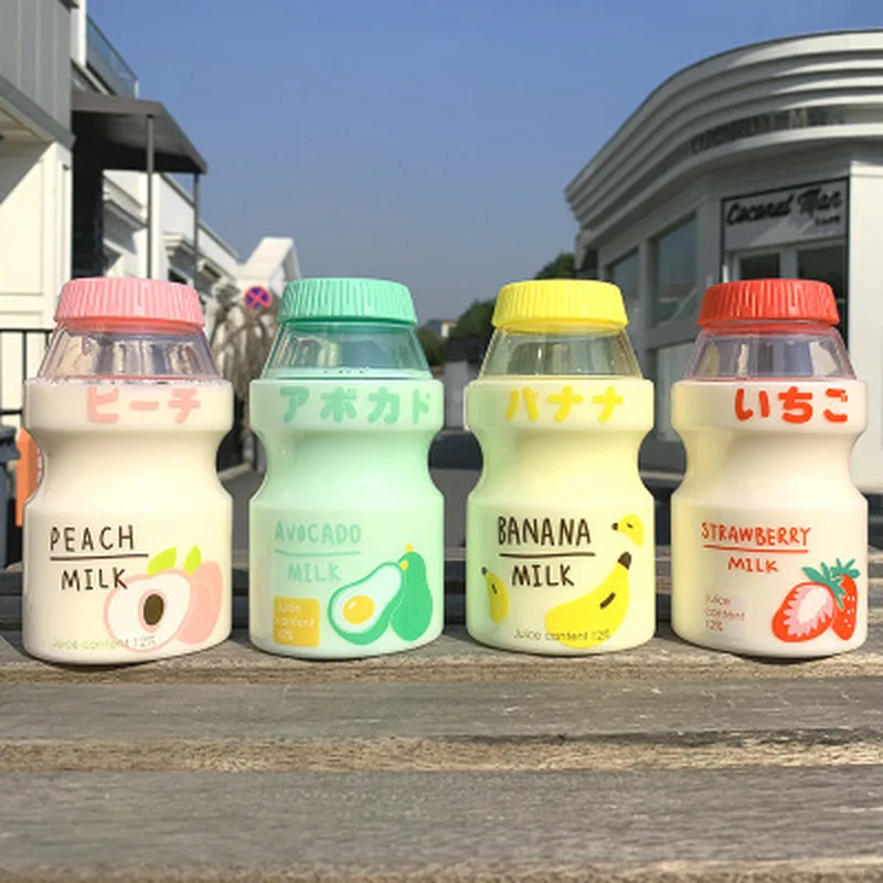 480ml Plastic Water Bottle Tour Drinking Bottle Yakult Shape Cute Kawaii Milk Carton Shaker For Kids/Girl/Adult Bottles