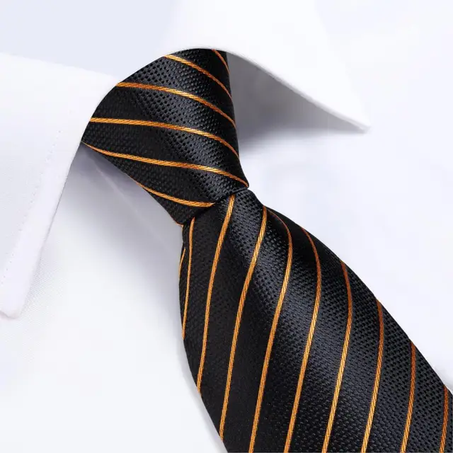 Moda uomo cravatta lusso oro blu nero a righe Paisley seta cravatta da sposa per uomo DiBanGu Designer Hanky gemelli Set cravatta regalo 3
