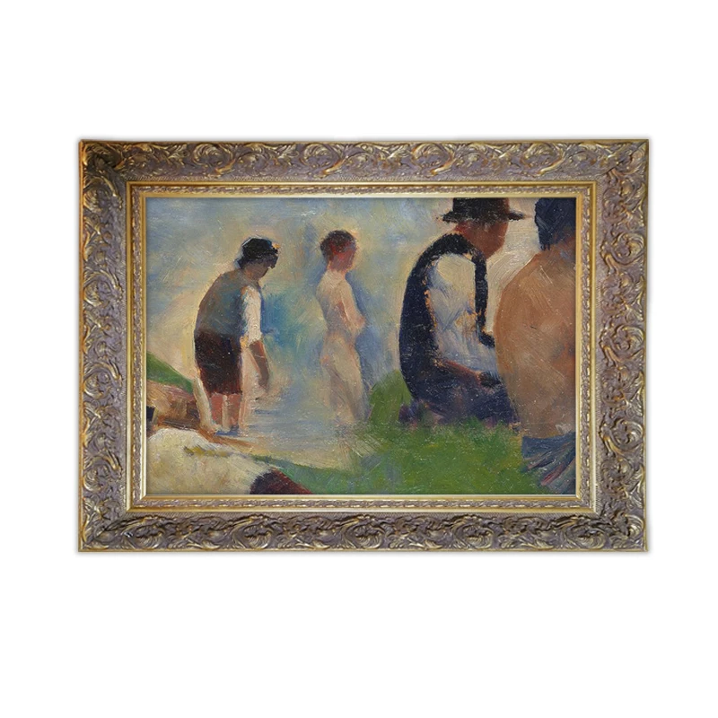 

Framed Georges Seurat bathers sketches framed Oil painting reproduction with Easy Assemble DIY Wooden Frame
