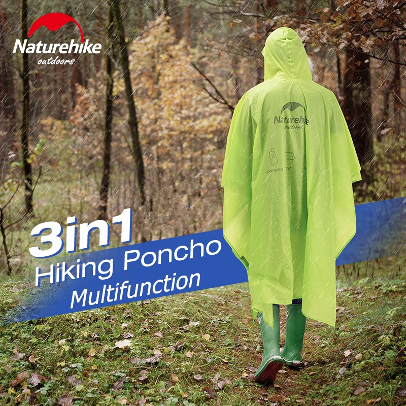 Naturehike Rain Jacket 3 in 1 Multifunction Hiking Rain Poncho Rainwear Clothes Raincoat Bike Lightweight Waterproof Coat