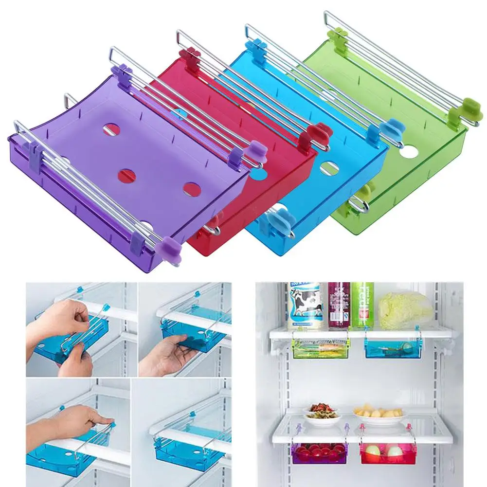 

Rack Shelf Refrigerator Storage Container Plastic Kitchen Pantry Cabinet Multipurpose Hanging Freezer Fridge Fridge Durable
