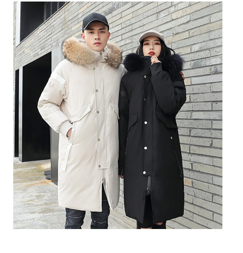 Men Winter White Duck Down Parkas Plus Long Warm Thick Hood Parkas Jacket Coat Hight Quality Autumn Windproof Pocket Parka Men mens down jacket