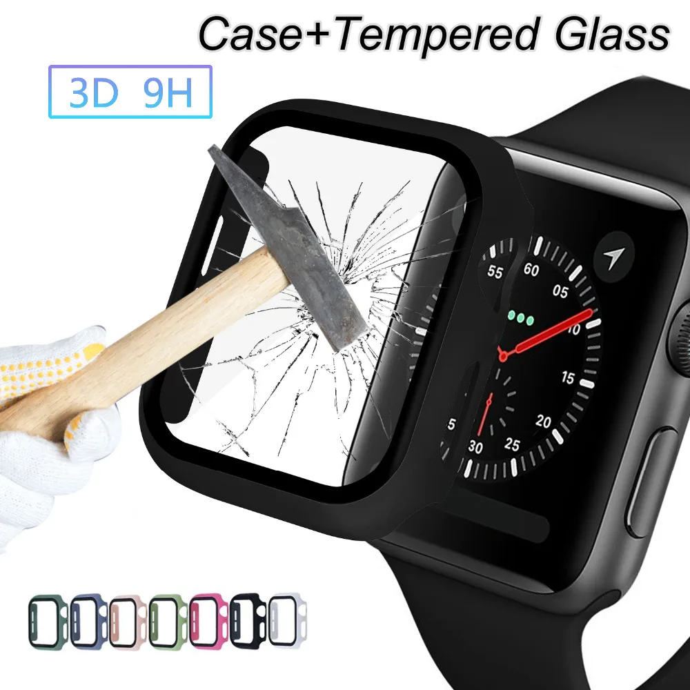 PC матовый жесткий чехол 360 Полный Экран протектор бампер рамка для Apple watch, версии 5/4/3/2/1 защитная пленка из закаленного стекла с пленка для наручных часов iwatch, 4/5