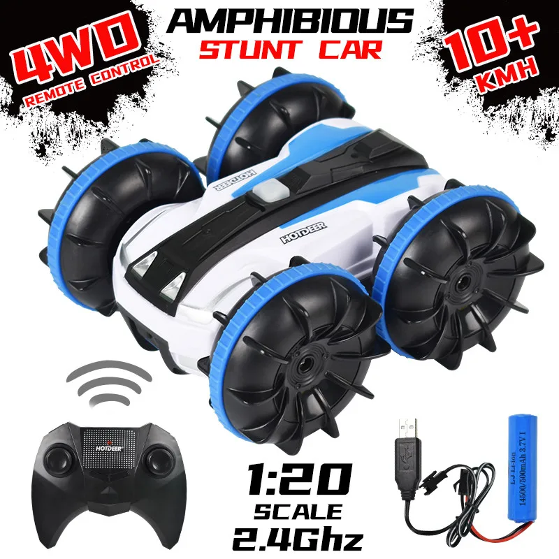 Rc Cars 4-axis Drive Remote Control Stunt Car 60 Rotate Rc Cars Water And Land Amphibious Electric Toys Kid Adult RC Toys Car