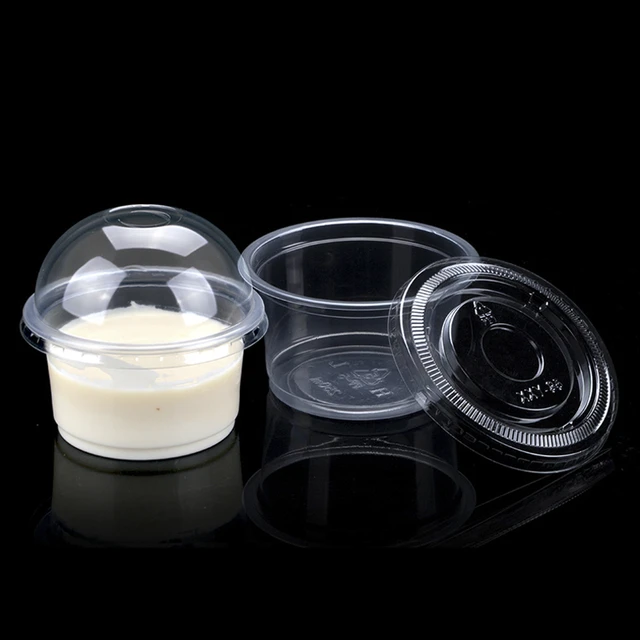 50pcs Disposable Plastic Pudding Cup With Lid Small Containers Dessert Box  Wedding Party Birthday 1/2/3/4/5/6/8/10oz