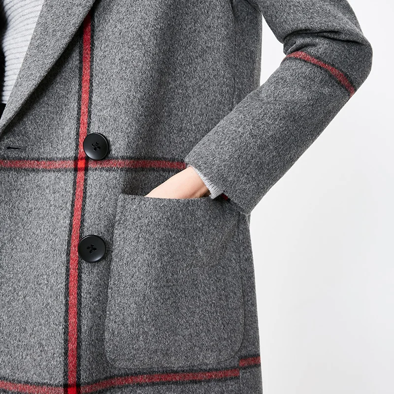 Vero Moda женское Новое 61% шерстяное цветное клетчатое шерстяное пальто на пуговицах | 318327513