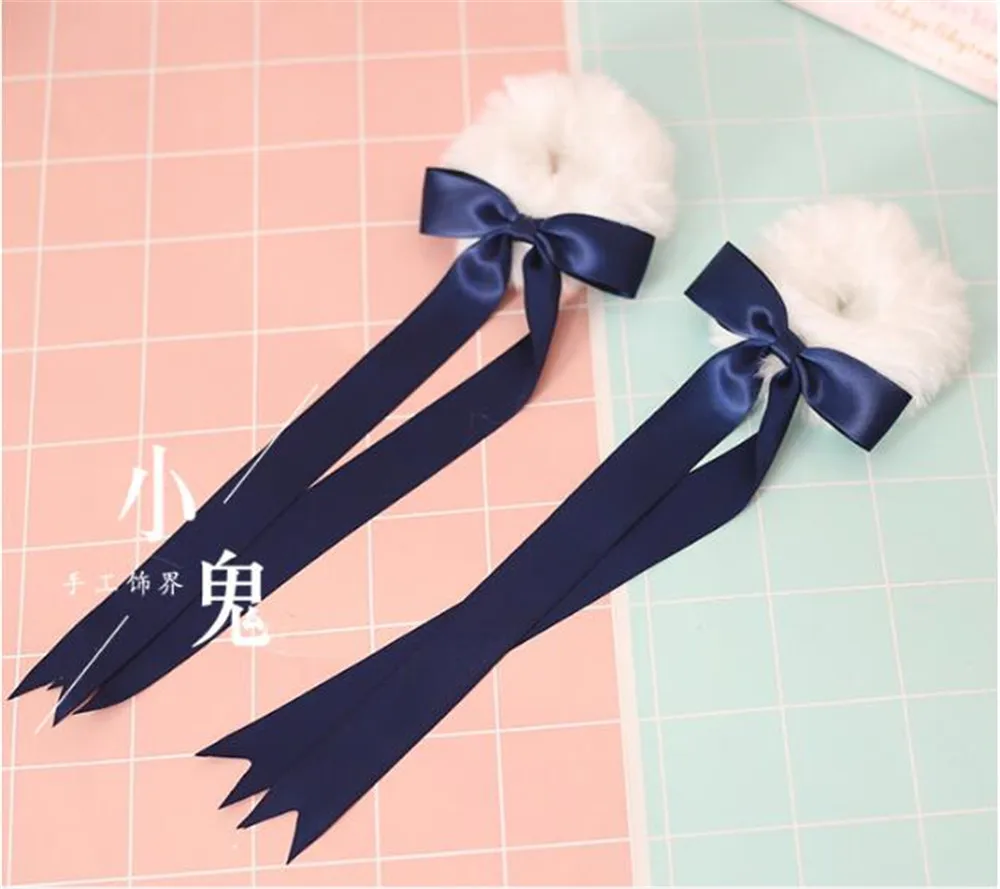Китайский стиль Лолита двойной конский хвост головной убор Лолита меховой шарик волосы веревка аксессуары для волос B567