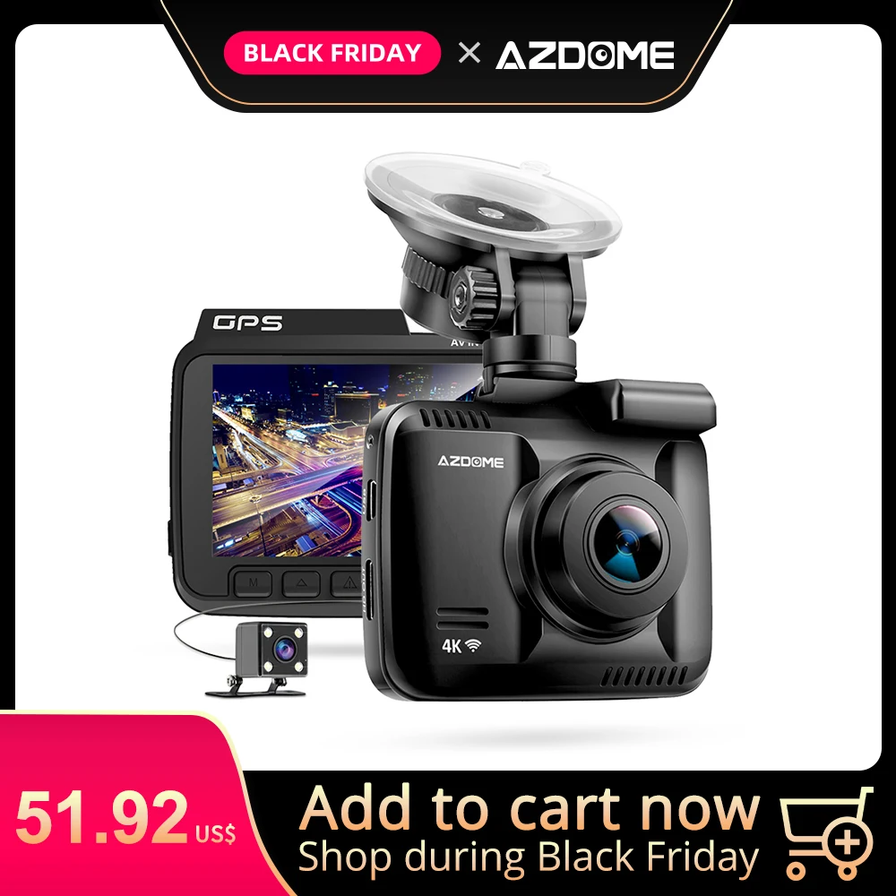 AZDOME M06 4K Ultra 2160P WiFi Dash Cam DVRs Car Camera with GPS Night Vision