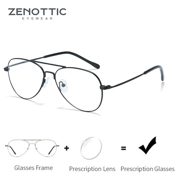 

ZENOTTIC Light Prescription Glasses Men Optical Myopia Eyeglasses Metal Fashion Design Pilot Spectacles Man Eyewear 2019 BT2112