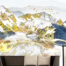 Пользовательские Настенные обои 3D художественный замысел Золотой Горы и реки пейзажи настенные украшения живопись