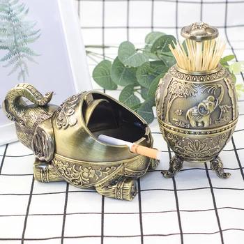 

European-style elephant ashtray, creative personality trend multi-functional wind belt cover home toothpick set