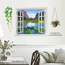 Съемные наклейки на стену для гостиной, спальни, дивана, прикроватный фон, украшение, настенные наклейки с пейзажами AY893