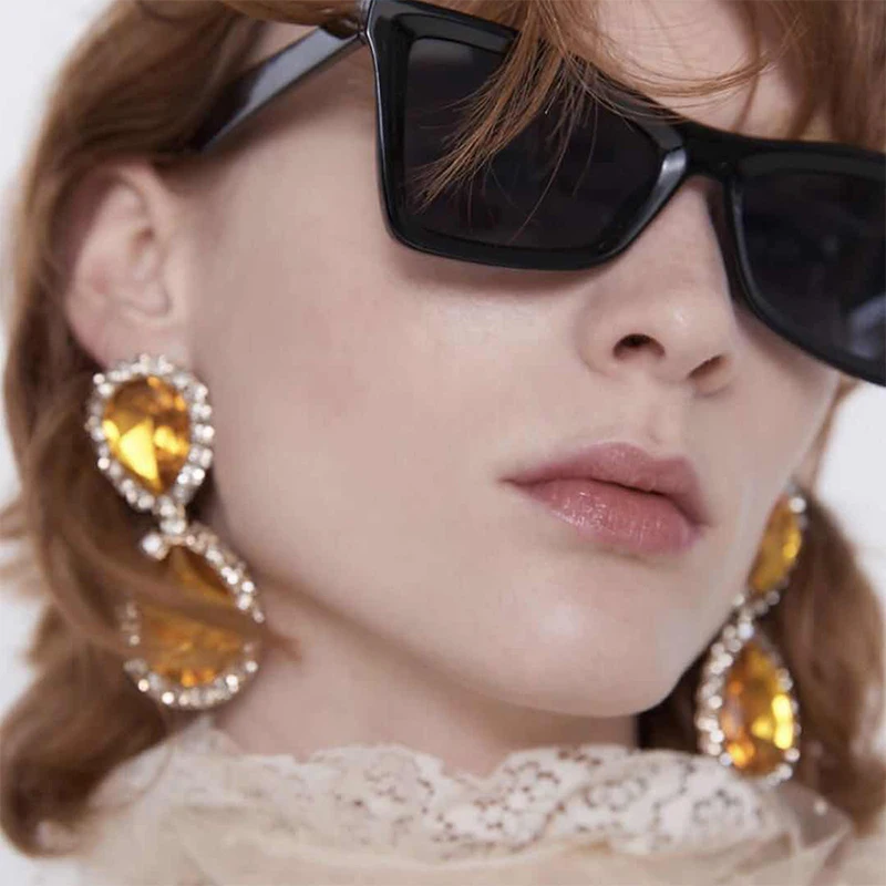 

New Luxury Waterdrop Bling Yellow Crystals CZ Drop Earrings for Women Bridal Wedding Party Dangle Earrings Jewelry Brincos