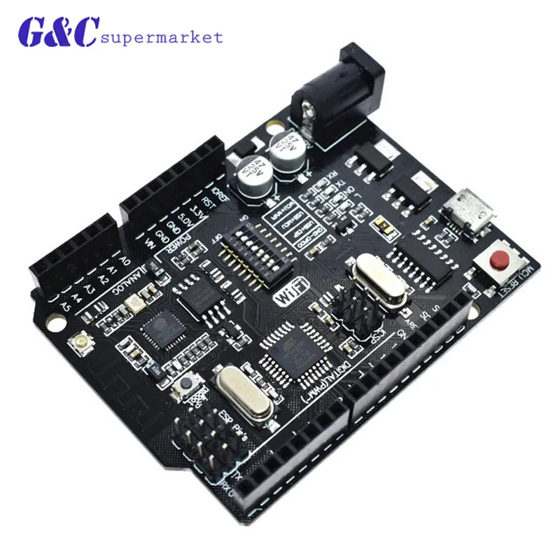 

UNO R3 + WiFi ATmega328P+ESP8266 (32Mb memory) USB-TTL CH340G For Arduino Uno NodeMCU WeMos ESP8266 One New Arrival