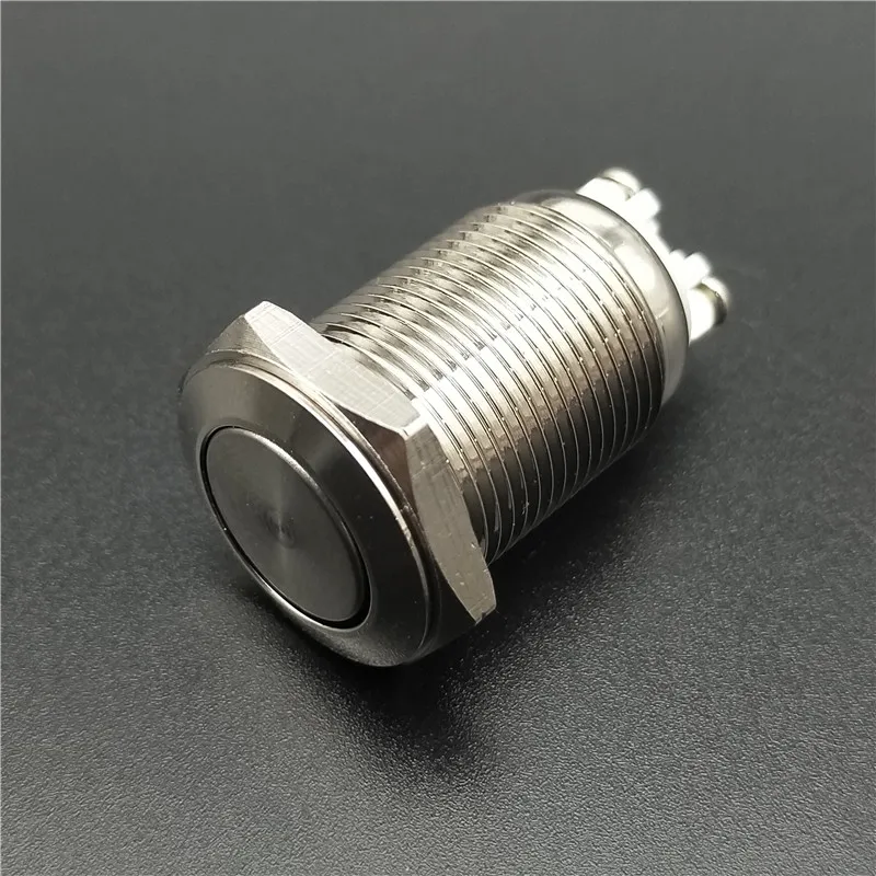 16mm Metal Push Button Switch IP67 Nickel plated brass press button Self locking 1NO High Flat domed Round Momentary