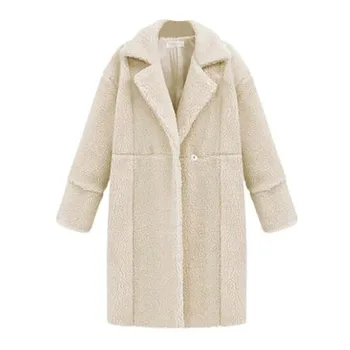 

Fashion Women Autumn Winter Looser Solid Colors Outerwear Elegant Jackets Lapel Casual Long Sleeve Soft Warm Cashmere Wool Coat