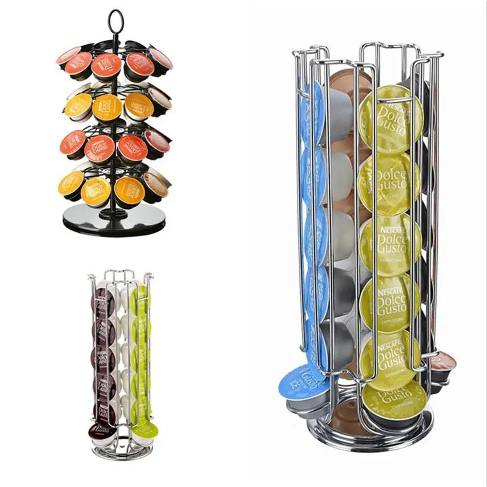 

18/24/36 High Quality Metal Revolving Rotating Coffee Pod Capsule Holder Tower Stand Rack Coffee Capsule Storage Rack stand cap