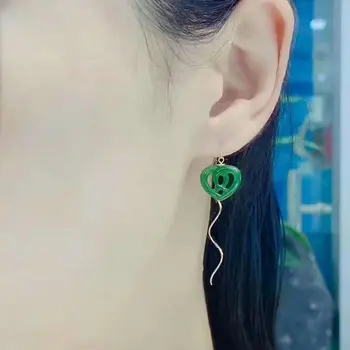 

SHILOVEM 18k yellow gold real Natural Jasper drop earrings classic fine Jewelry women wedding gift wholesale myme11.513.598by