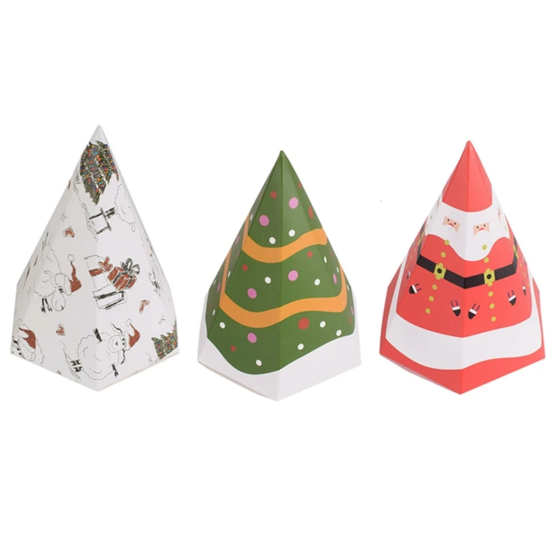 5pcs/set Christmas Gift Box Apple Gift Box Christmas Decoration For Home Santa Claus Pattern Leather Rope Candy Paper Bag