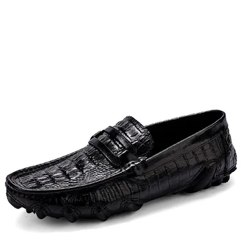 

men driving wedding shoes slip on genuine leather men's loafers in size casual crocodile men shoes schoenen heren zakelijk