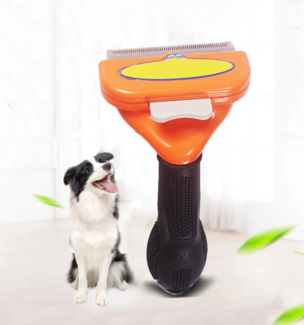 De acero inoxidable de perro mascota peine de limpieza cepillo para quitar el pelo de gato peines de aseo herramienta mango suave mascotas proveedor de accesorios