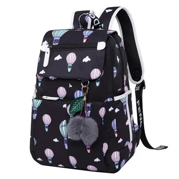 

School Bags For Girls Female Laptop Backpack With Charger Backbag Children Backpack Cat Printed Polyester School Backpack ZH053