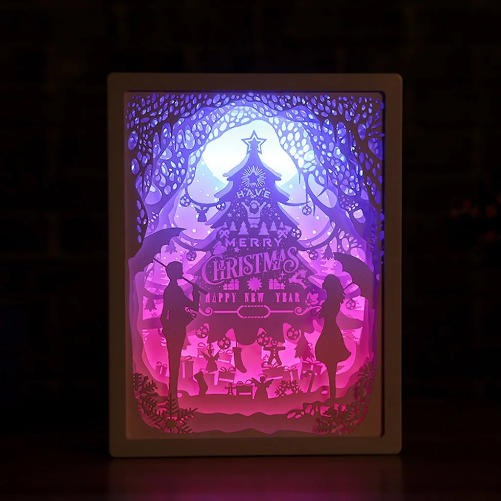  3D Paper carving lamp Multiple styles combined Light Shadow Paper Carved Lights Diy Creative Remote - 4000169060455