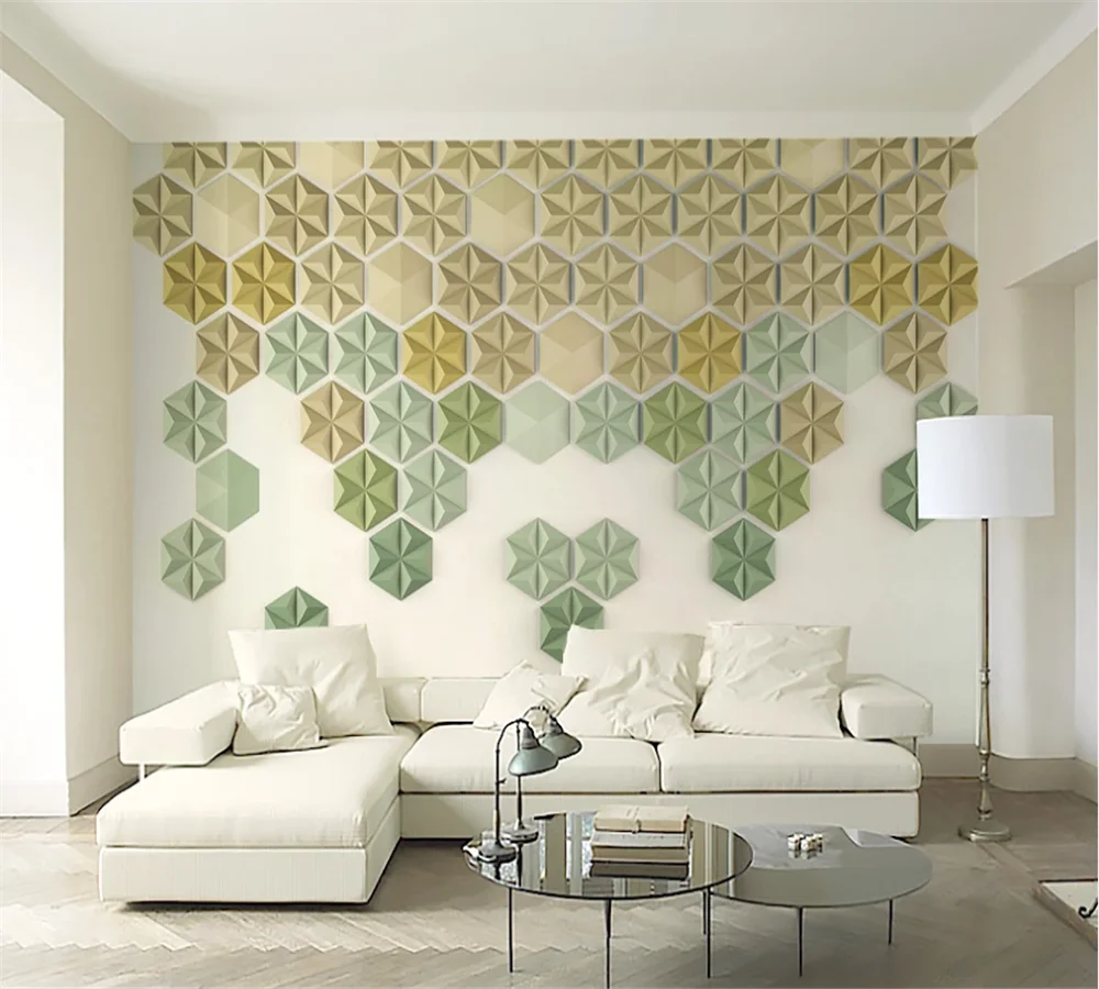 

Custom wallpaper mural 3d three-dimensional hexagonal Nordic modern mosaic TV background wall
