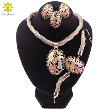 

African Beads Women Necklace Earrings Bracelet Ring Jewelry Set For Women Gold Color African Ethiopian Wedding Party Gifts