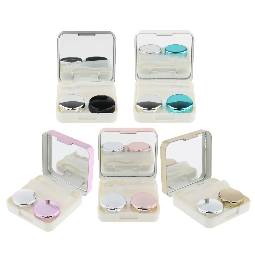 Portable Mirror Contact Lens Case Travel Kit, includes Solution Bottle, Mirror, Tweezer,Lens Holder, Stick Connections