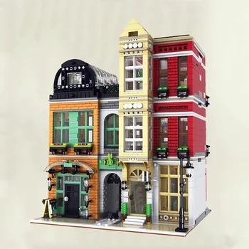 

City Street View Series MOC Bootblack Street Toy SquareExpert Creator Modular Model Bricks Building Blocks Bricks Restaurants