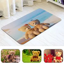 

Teddy bear Printed Flannel Floor Mat Bathroom Decor Carpet Non-Slip For Living Room Kitchen welcome Doormat