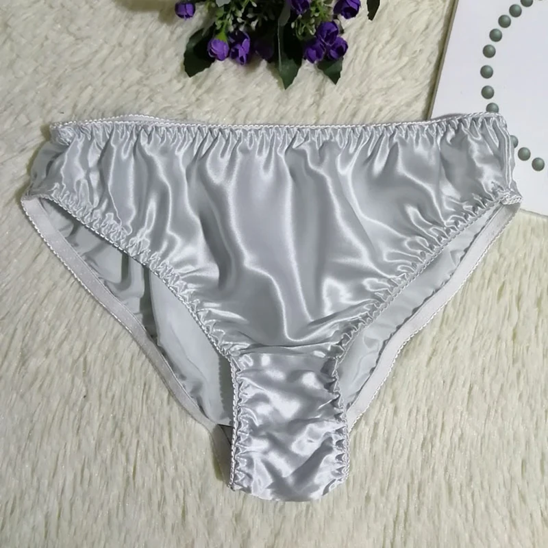

Womens Underwear Ladies Panties Silk Solid Briefs Fashion Elastic Middle Waist Seamless Sexy