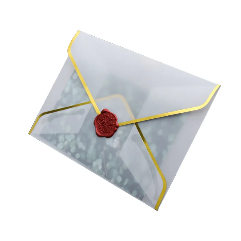  50Pcs / Set of Hot Stamping Paper Envelopes Transparent Paper Envelopes Wedding Invitation Annivers - 4000529647482